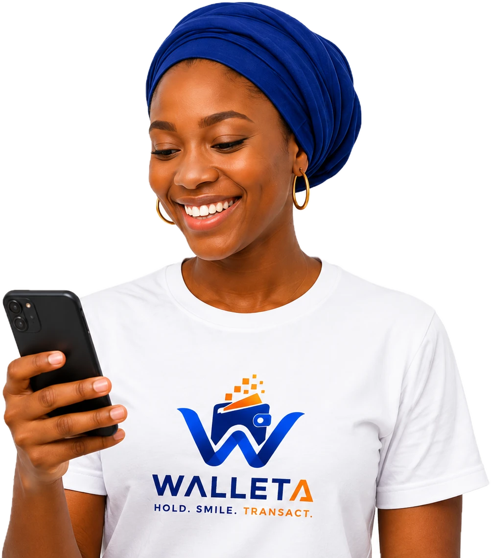 Walleta customer using a smartphone